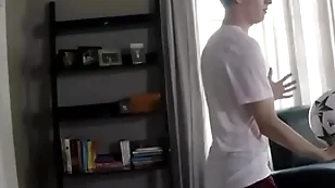 Hung teen less soccer gear fucked by step brother