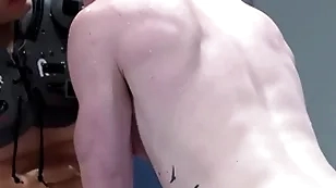 Jock gets sucked like a magnet all over his teammate's cock