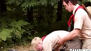 Camp tutor motivates twink fro aerobics