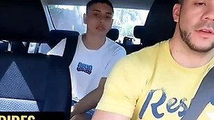 Hunk cab driver fer froma breeds cute latino uriel simon in the middle of a park - dick rides