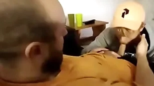 Hot sucked at bottom sofa
