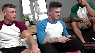 Hot gay jocks talk straight beggar into threesome fuck