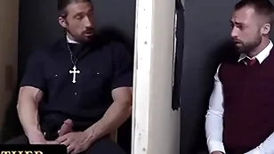 Horny teen catholic schoolboy needs more than masturbation and celebrant deranger offers him his holy cock
