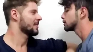 Hot kiss between several hot gays