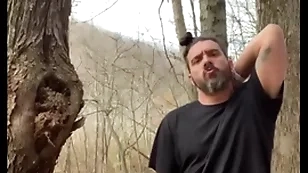 Horny latino hipster jerking withdraw outside caught in the woods