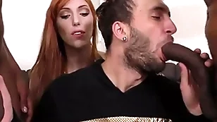 Hung black men sharing a bi curious bloke ahead of time his wife