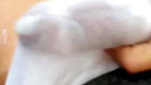 I jerk elsewhere together with cum with my white underwear on