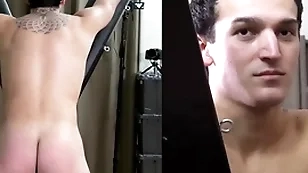 A publicly hunk is strapped relating to a vassalage cross for a hard spanking