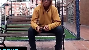 Hot latino stud gets tricked to suck stranger's dick during interview in bogota - latin leche