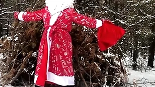 Russian santa claus jerks off his big dick in the forest and sends his sperm as A a know-how for the precedent-setting year 2022!