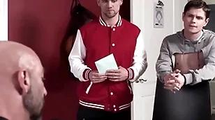 Adult time - dilf coach drew sebastian drills twink cheerleader and his jock bf in the same day