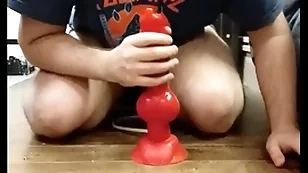 I screw around with my huge dilto increased by i cum in my chastity imprison