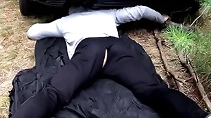 Masked defy fucks a stuck guy / russian horror with reference to the forest / horrorporn