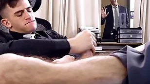 Of age time - trevor brooks' gay boss jordan starr caught him jerking off in the office!