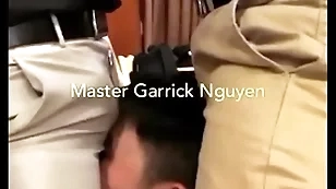 Master garrick and his friend dominated a lucky waiting upon