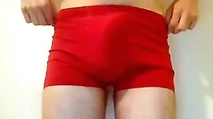 Twink puts undies down together with accidentially cums a big load too fast