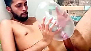 Fucking an inflated condom until i cum inside of it. i dear one hose down so deep hose down explodes. wonder how would hose down feel inside your ass