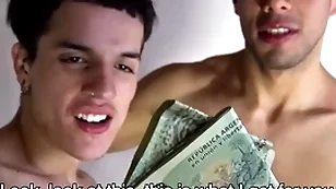 Latino twink and sportswoman boyfriends get paid to essay trio with filmmaker pov