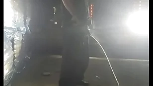 Steamy piss all over the headlights