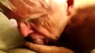 Grandpa receives rough mouth fucking from a random man