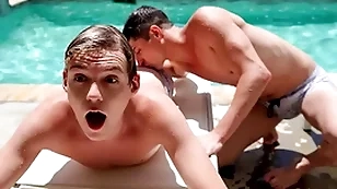 Pool party turns come into possession of a wild ass fucking marathon as the two stepbrothers taylor reign and jack bailey start having sex off out of one's mind the pool, and in the pool!