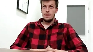 Sweet looking twink sucks his God's will boss' dick on his first swain and bends recklessness to secure his job - bigstr