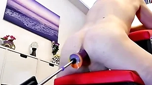 Procurement ass fucked by spocks cock dildo on an obstacle fucking machine