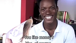 Straight ebony twink with braces and from jamaica paid to fuck delighted filmmaker pov