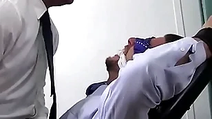 Businessman sergey caper and laughing foot torment