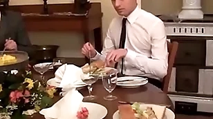 Twink waiter sucks and rides detect after the dinner service