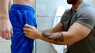Showerbait inexact shower fuck with two hunks
