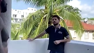 Latin crony climbs into neighbors room for cheerful sex