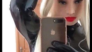 Latex doll is sweating hard after 5 hours in latex increased by mask