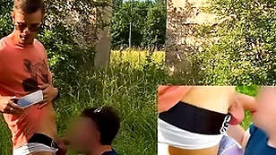 Interdicted blowing big twink cock in white ck briefs  in public