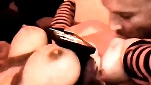 Luvs2cumm69 tittyfucking licking pussy coupled with fucking his beautiful golden big tit sex unshaded coupled with cums on their way of course