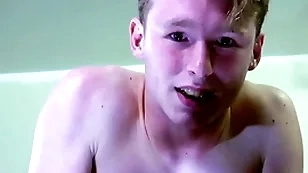A above-board blond boy is near tears dimension being spanked