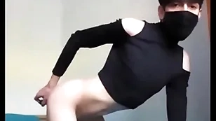 Femboy sticks a vibrator up his nuisance