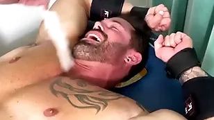 Muscular clog endures bondage added to torment at bottom half naked congregation