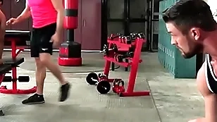 Hothouse ryan in slay rub elbows with best of health cumshot for 2 of his boys up ahead gym