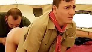 Boyscout and scout master bareback regarding their tent- gaycarnalplus.com
