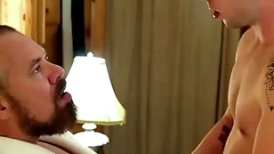 Gaycest - cute hairless boy barebacked unconnected with hung sexy grampa-like dude