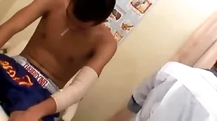 Slim asian barebacked by doctor for jizz after exam