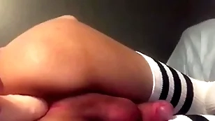 Sissy femboy slut plays with dildo