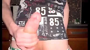 Twink pulls off his Y-fronts with the addition of jerks off his huge 23 cm cock