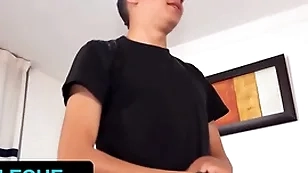 Latin leche - unlucky cameraman invites latino with big uncut dick to fuck young twink in his place