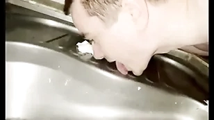 Gay boy licking public seashore the Gents