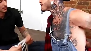 (fly tatem) has dick deamon with regard to bondage offers his big cock for a blowjob in front penetrating his ass - bromo