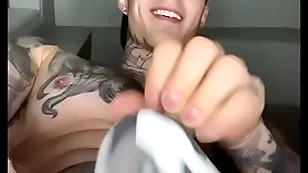 Jakipz around a jock tie in playing with his distort and cumming